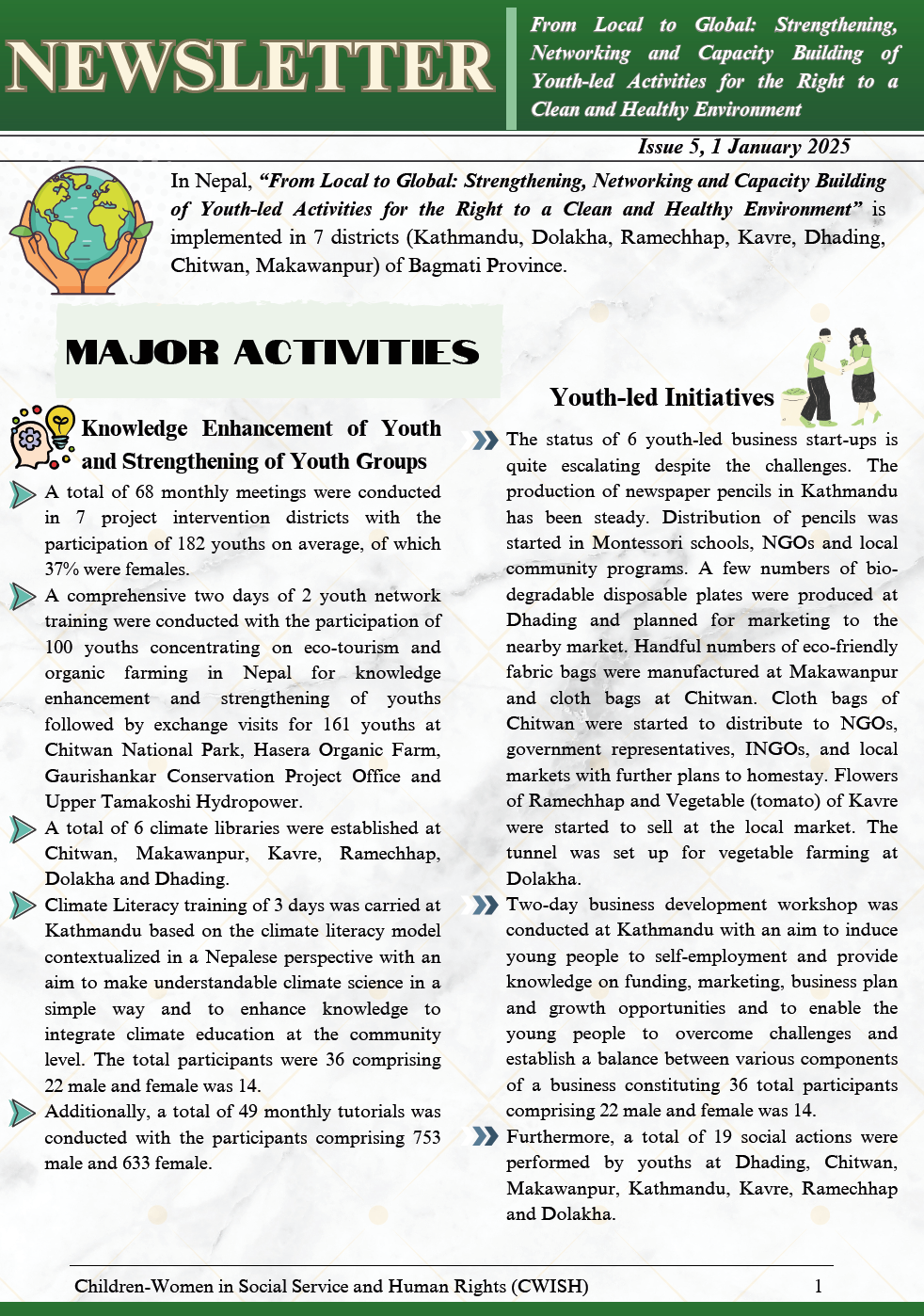 Newsletter on Environment and Climate Initiatives