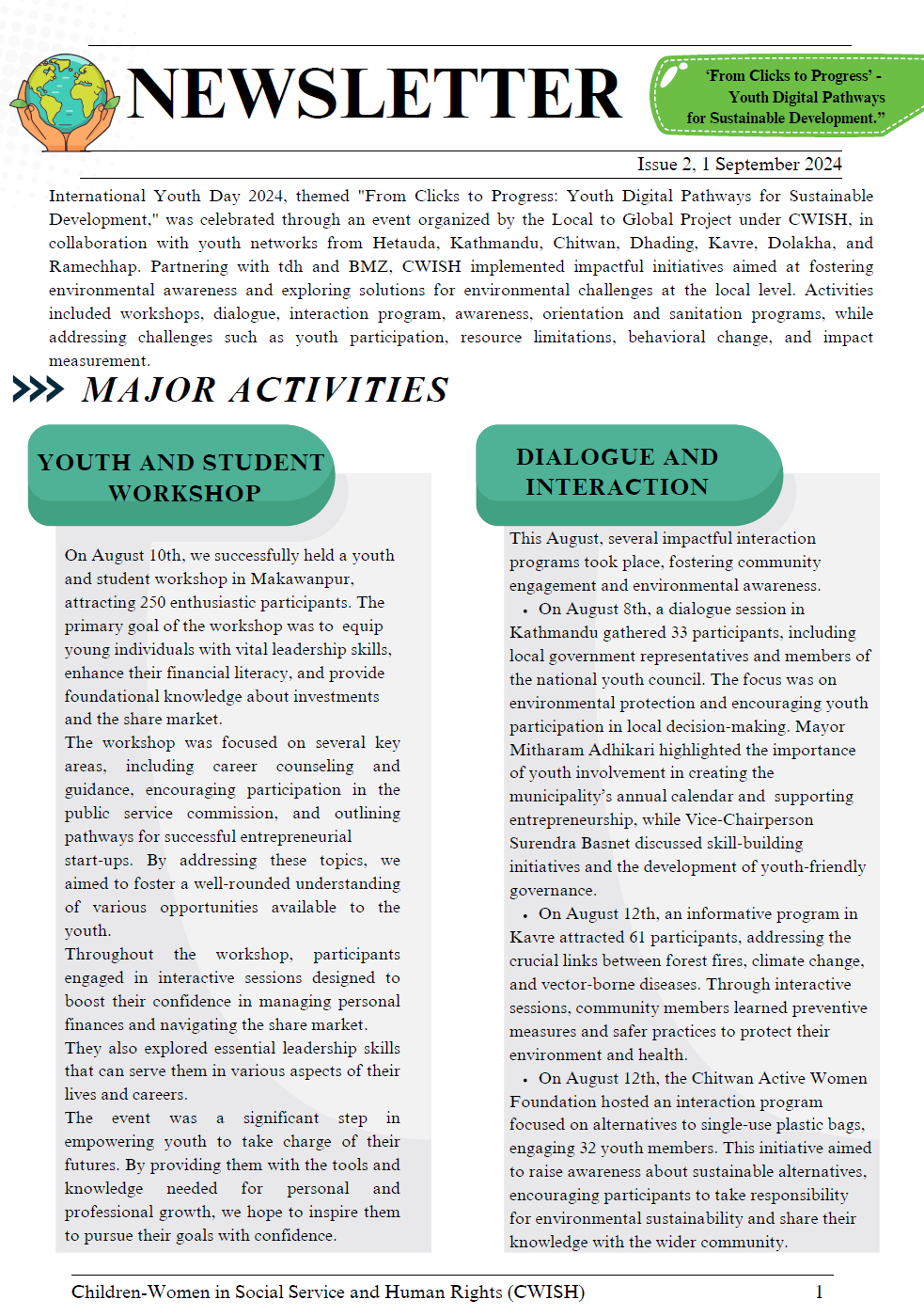 Newsletter on Environment and Climate Initiatives